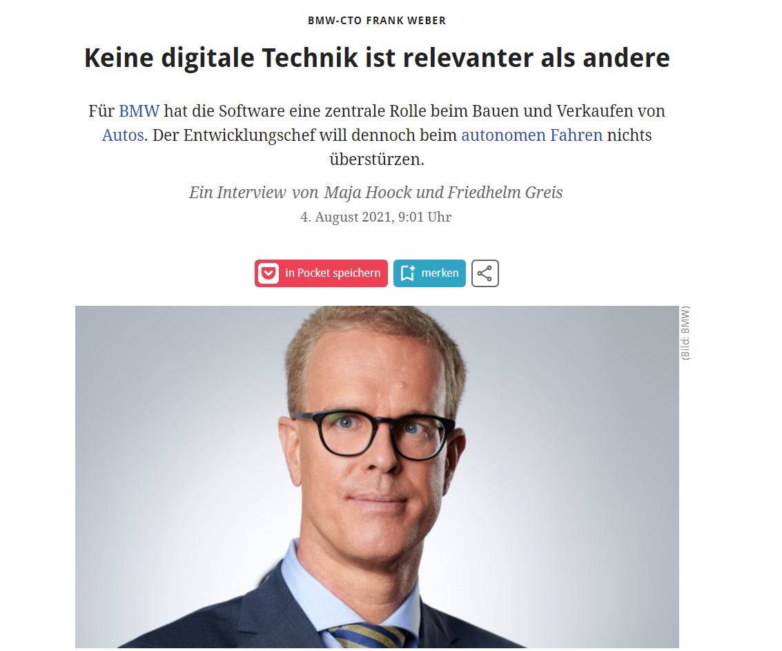 Interview mit Maja Hoock und BMW CTO Frank Weber für golem.de