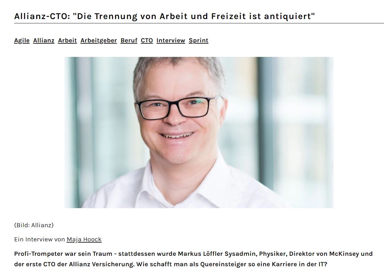 Allianz CTO Markus Löffler im Interview mit Maja Hoock (Golem)
