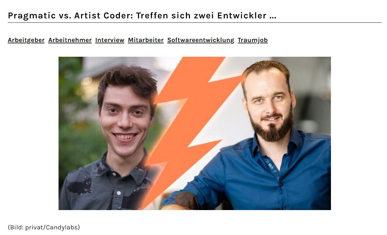 Alexander Dubovoy (li.) und Dominik Seemann von Candylabs im Gespräch mit Maja Hoock von golem.de
